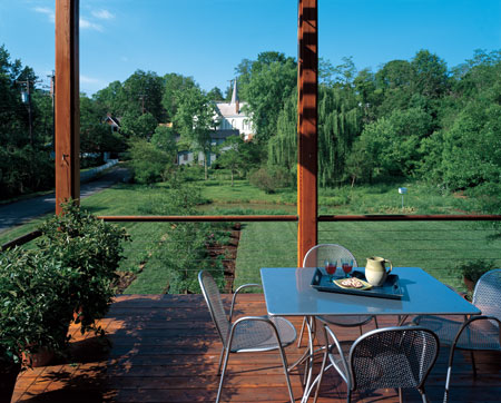 Allison Ewing and Chris Hays have built a riverfront home with sweeping views to the south, yet urban Charlottesville, Virginia, is just minutes away.